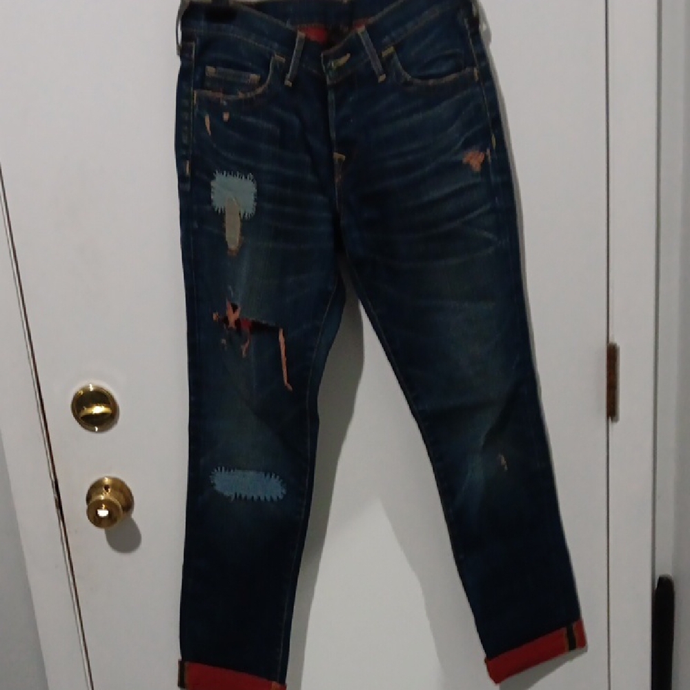 True Religon Rori Patchwork Blue Distressed Women Jeans